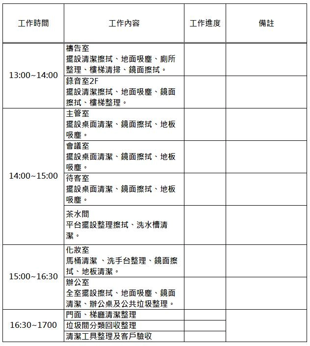 辦公室清潔工作流程